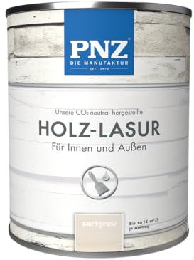 PNZ Holzlasur für Innen und Außen | lösemitttelfreie Farblasur | Nachhaltig hergestellt mit regionalen Rohstoffen | für alle Hölzer, auch Bienenhäuser, Gebinde:0.25L, Farbe:zartgrau