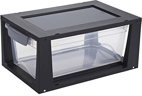 Sunware Omega Aufbewahrungsbox 11 L aus Kunststoff, stapelbar, geschlossene, Farbe: schwarz/transparent