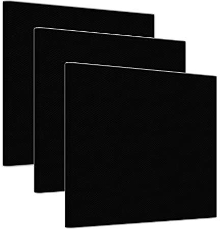 Leinwand in schwarz, bemalbare Premiumqualität, aufgespannt auf Galerie Keilrahmen - Echtholz - Quadrat-Format - 3er SET je 30x30 cm - 330g/m² - fertig gerahmt, 7 Farben verfügbar