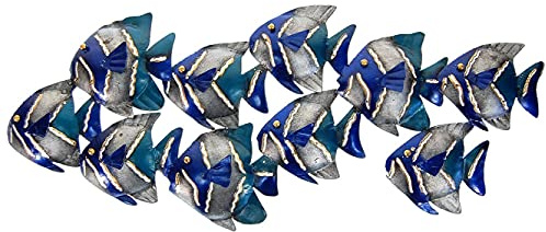SEESTERN Fischschwarm Metall Wand Deko Verzierung Hänge Wand Dekoration 74cm /1805