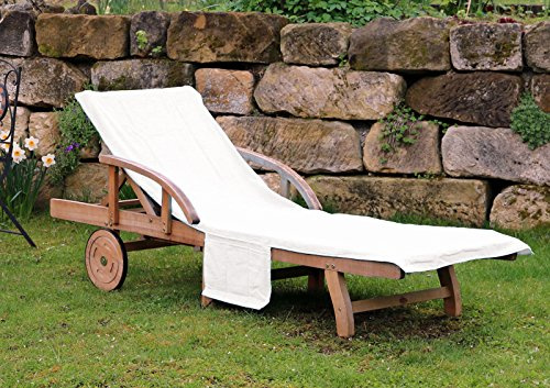 heimtexland ® Liegestuhlauflage Creme Natur 200x70 cm 100% Baumwolle weicher Frottier Schonbezug Gartenliege hautsympathisch saugfähig Ökotex Typ436
