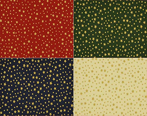 Fabrics-City rot/gold Weihnachten Sterne bedruckt Baumwolle Stoff für Dekoration, Geschenkverpackung, Nähprojekte, diy, Kinder, Bastler, Stoffe, Dekostoffe, Baumwollstoff, 3922