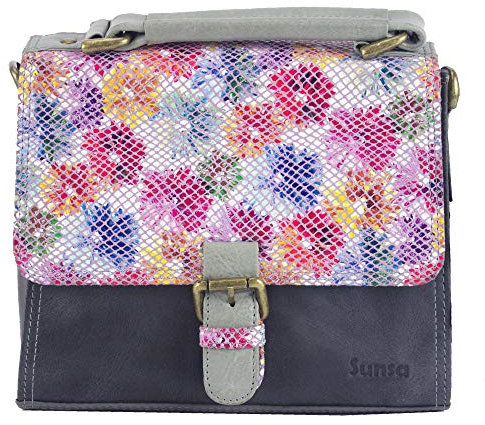 Sunsa Damen Ledertasche. Kleine Schultertasche. Bunte Umhängetasche. Leder Trachtentasche. Damentasche Crossbody Bag. Handtasche als Frauen Geschenkidee