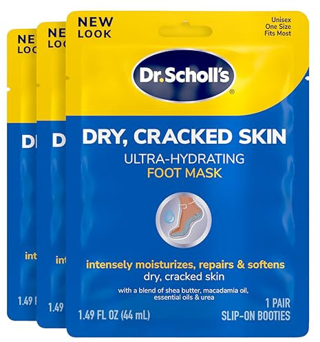 Dr. Scholl's Dry, Cracked Skin, Ultra Hydrating Foot Mask, 3 Pairs Moisturizing Socks: Intensely Moisturizes Repairs and Softens Rough Dry Skin with Urea & Essential Oils for Dry Cracked Feet