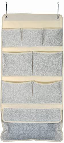 MSV Suspendre Hängeorganizer Hängeaufbewahrung Tür 8 Taschen Metallhaken spart Platz in Ihrem Kinderzimmer Badezimmer Organizer, Metall, Grey, 40x80cm