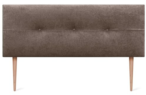DHOME Kopfteil aus Kunstleder oder Stoff AQUALINE Pro Kopfteil Polsterkopfteil Luxusbett (Stoff Braun, 145x105cm Mit Füßen (Betten 120/135/140))