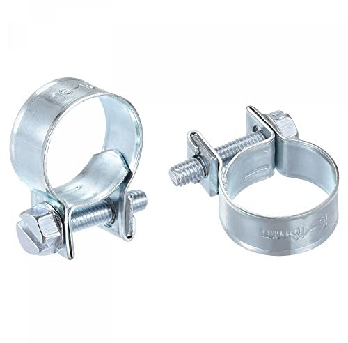 sourcing map 16-18mm Mini Fuel Injection Hose Clamp Zinc Plated Steel Fuel Line Clamp 24pcs