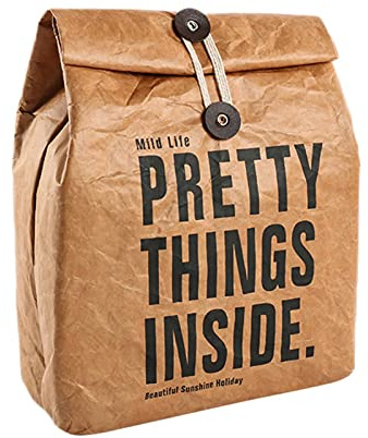 Fulenyi Waschbares Kraftpapier Lunchtasche, wasserdichte Isolierte Lunchbag mit 2 Schnallen, Wiederverwendbar langlebige Snack-Taschen für Arbeit, Picknick, Schule, 11,8 x 4 x 15,7 Zoll