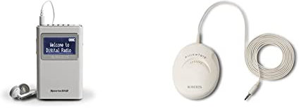 Roberts Radio Sports DAB5 DAB/DAB+/FM Personal Digital Radio - White & PT9918 Pillow Talk Speaker, white/cream
