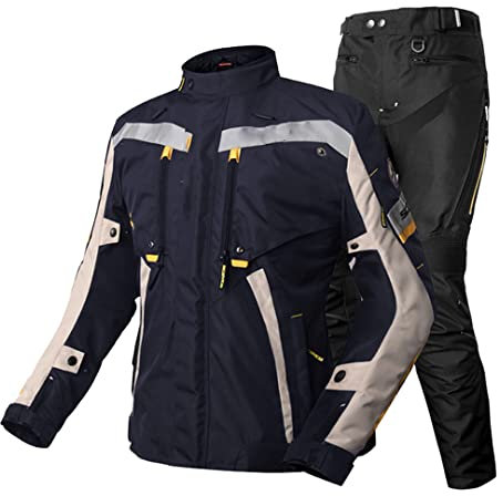 Hcclijo Wasserdichter Anzug Motocrossjacke Motorradjacke Motorradjacke Mit Schutz JK83-P063 Gelb XL