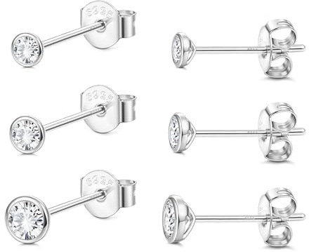 Chriscoco Silber 925 Ohrringe - Damen Herren Ohrstecker Hypoallergen Mit Cubic Zirkonia - Kleine Ohrstecker Set Mit Schmuckschatulle