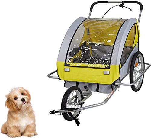 HACSYP Fahrradanhänger, 2-in-1-Hundefahrradanhänger und Kinderwagen, mit Netzfenster, Belastung 40 kg, langlebiger Rahmen, Haustieranhänger for Reisen und Aufbewahrung