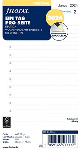 FILOFAX Kalendereinlage Personal 1 Tag pro Seite (Deutsch)2024