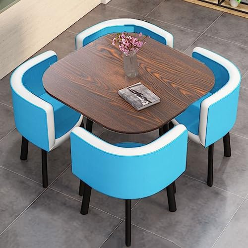 MAxba Quadratisch Esstisch mit 4 Stühlen, Tische und Stühle Konferenztisch, Besprechungstisch Küchentisch for den Empfang for Esszimmer, Küche (Color : Blau)