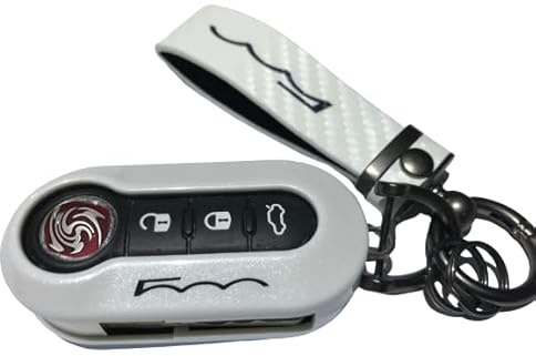 Nordecco Glänzend Schlüsselanhänger Hülle Kompatibel mit Fiat 500C 500-500L Abarth Grande Punto Brava Panda Stilo Linea (Weiß Schlüsselring, Glitzer Perle Weiß Gehäuse)