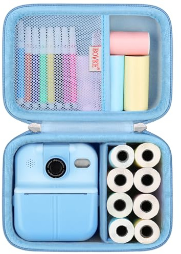 BOVKE Custodia per HiMont/ASTGMI/MYSTILUCK/TIATUA/MOUNT/Hangrui/CalineGam Macchina Fotografica Bambini Istantanea, Natale Compleanno Regali per Ragazze Ragazzi, Blu - Fotocamera Non Incluso
