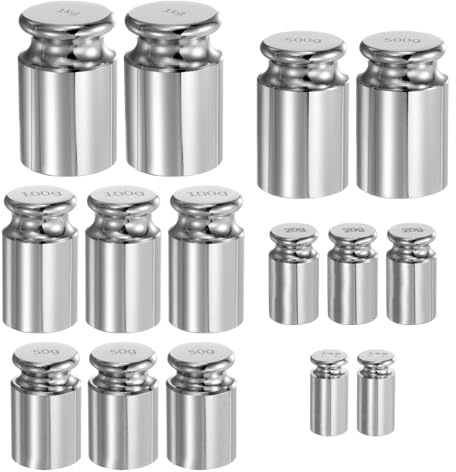 QUARKZMAN Juego de 15 Pesas de Calibración de 10g 20g 50g 100g 500g 1kg de Acero Cromado de Precisión M1 para Balanzas Digitales
