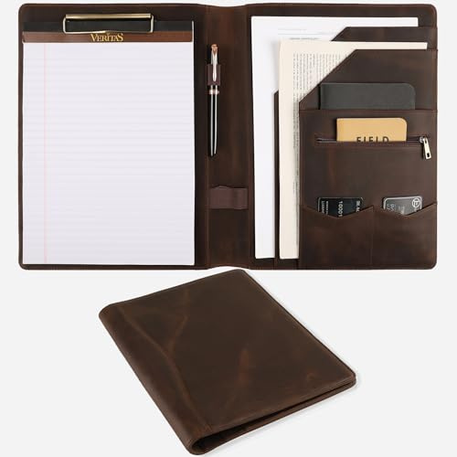 GZRHKJ Portfolio-Ordner aus echtem Leder, für Linkshänder, Business-Organizer, Lebenslauf-Ordner, A4-Dokumentenmappe, Legal Padfolio für Männer und Frauen