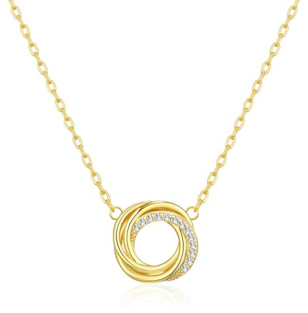 Philip Jones 18k Gold Plated Circle Knot Necklace Created with Zircondia® Crystals
