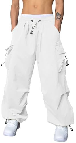 SRZYMJ Cargohose Herren Weisse Hose Herren Jogginghose Baumwolle Mit Bündchen Stoffhose Herren Cargohose Männer Wollstrumpfhose Weiß Röhrenhose Hose Herren Regular S