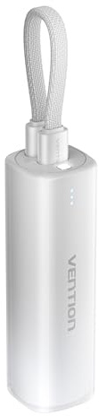 VENTION Mini Power Bank 5000mAh mit USB C & Lightning Kabel PD 20W Farbige Powerbank Klein Schnellladen mit LED Display, Kompatibel mit iPhone 16 15 14 13, iPad, Samsung Galaxy, MacBook, Huawei - Grau