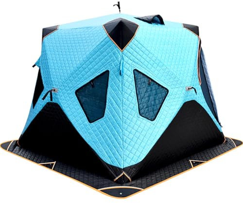 SULQING Tragbares Eisschutz-Eisangelzelt Mit Verdickter Isolierschicht, Thermisches Eisangel-Shanty Für 3–4 Personen Mit Pop-up-Pull-Design, Winter-Angelausrüstung Und Zubehör