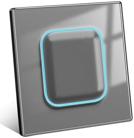 1/2/3/4 gang 2 way Black/White/Grey Tempered Glass Panel Acrylic Push Button Wall Socket Light Switch LED Indicator Lights 86mm*90mm (1 gang 2 way grey)