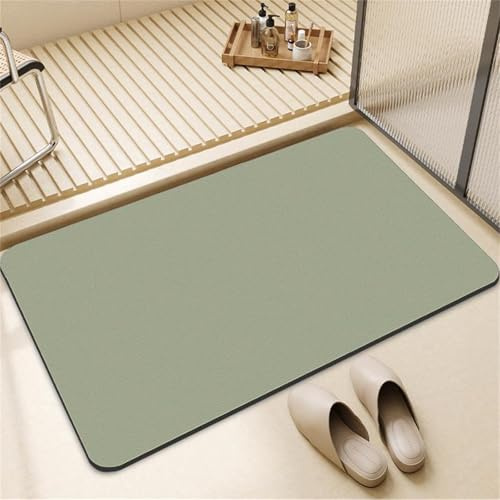 Odot Alfombra Baño Secado Rápido Macaron Color Alfombrilla de Baño Antideslizante de Piedra Diatomita Súper Absorbente Alfombra de Felpudo Suaves para bañera, Ducha y Cocina (Verde,60x90cm)