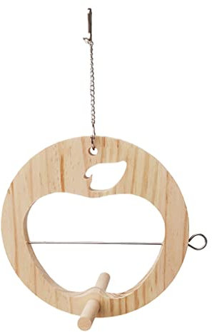 Riiichflowshop Mangiatoia per Uccelli in Legno per Esterno Portacibo sospeso con trespolo Spiedino di Frutta Altalena Giocattolo Strumento di Alimentazione in Metallo Gabbia di Mantenimento