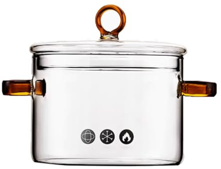 Vllentin Transparent Pot,Mini Glass Saucepan With Cover,Stovetop Pot Stew Noodle Pot,with Lid And Handle,Heat Resistant,for Cooking On Stove Simmer Pot For Pasta Noodle,Soup