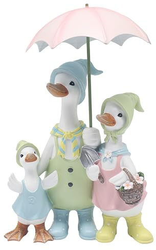 The Leonardo Collection Rainy Day Duck Family Home Decor Figurines & Ornaments For Home & Office | Decorative Accessories Statues For Indoor & Outdoor | Lovely Gifts for Women & Men