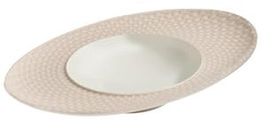 Vaisselle créative en céramique pour la maison, vaisselle personnalisée, bols et assiettes commerciaux d'hôtel – 13 pouces beige