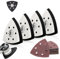4 Platos de Lija Triangulares 93mm + 24 Hojas de Lija, Accesorios Multiherramienta, Placa de lija Fina con Base Metálica Para Lijar Madera, Metal, Plástico, Piedra y Esquinas