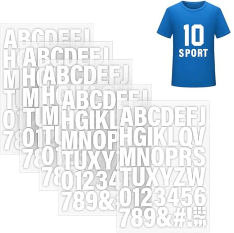5 Sheets 210 pcs Vinyl Iron on Letters and Numbers for Clothes, 2 Inch A to Z, and 0-9 Custom Iron on Heat Transfers for T-Shirt Jersey Hats Printing DIY Crafts