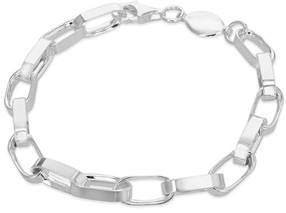 Tuscany Silver Pulsera de eslabones de papel grande de plata de ley, Plata