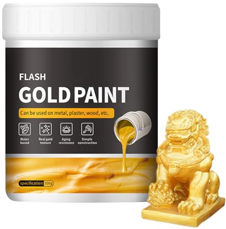 Generisch Pintura dorada para manualidades, 300 g de líquido de color de secado rápido, para uso profesional y profesional, fácil de aplicar sobre yeso, madera y metal