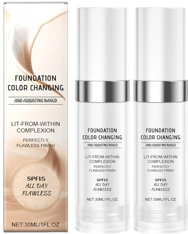 Foundation Color Changing, Flawless Colour Changing Foundation, fonde naturalmente con la pelle, fondotinta idratante a lunga durata, fondazione liquida senza pori, con SPF 15