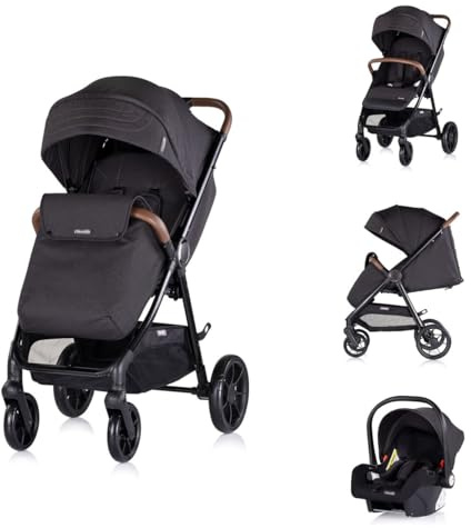 Chipolino Kombikinderwagen Ultera 2 in 1 Babyschale Fußabdeckung klappbar Korb schwarz