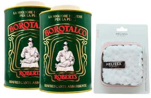 SET: Talco In Barattolo, Talco in Polvere Multiuso Assorbente e Rinfrescante, Per Una Pelle Vellutata. Adatto Per Uomo, Donna e Bambini 500g + Spugna Per Il Viso (2 Barattoli+SpugnaViso)