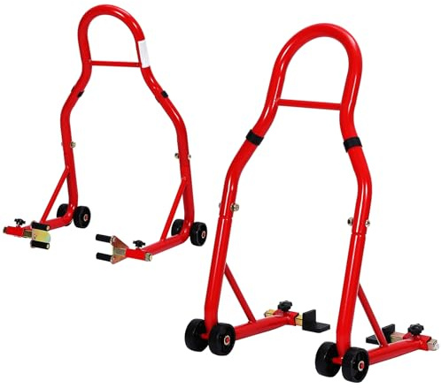 GarveeTech Motorcycle Stand Lift - 900 LBS Front & Rear Combo Universal Motorcycle Stands,Dirt Bike Stand Compatible With Sport Bike Most Y aMaha H onda K awasaki S uzuki Motorcycles,Red