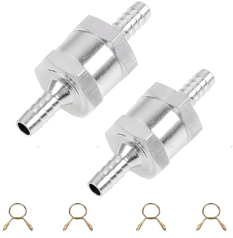 2PCS Clapet Anti-Retour, 8MM Alliage D'aluminium Clapet Ant Retour Valve de Carburant en Aluminium Clapet à Sens Unique avec 4 Clips à Ressort pour Essence Diesel Système de Carburant à Basse Pression
