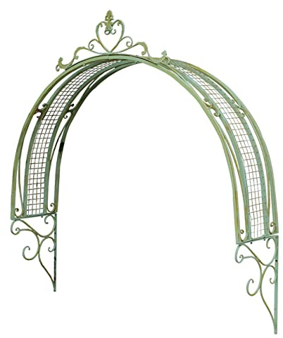 Arco da giardino a parete, pergola in ferro battuto con rose, adatta per piante da esterno, design rurale vintage, decorazione da parete per ingressi, portici, finestre e porte.