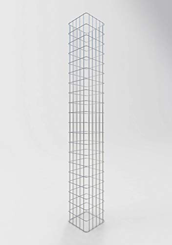 Gabion,Square Gabion Column - Hot-Dip Galvanized, 27x27cm, 200cm Height, 5x10cm Mesh, Durable Garden Fencing & Landscape Support, Heavy-Duty Outdoor Use