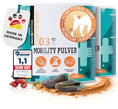 FAVLY Mobility Gelenkpulver für Hunde 2x250g mit Grünlippmuschel & MSM | Für Gelenke & Knorpel, mit Kollagen, Chondroitin & Ingwer, bei Arthrose & Steifheit, getreidefrei & ohne Zusätze