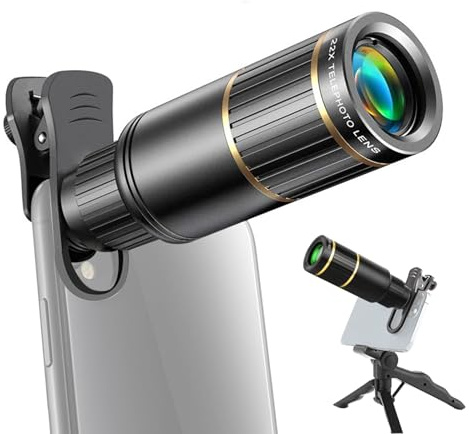 22x Mobile Phone Camera Lens Complete Kit Includes U-Shaped Phone Mount, Fish Eye Camera Lens for Mini Tripod Suitable for Hiking, Camping and Wildlife Observation in the Outdoors (TYPE2)