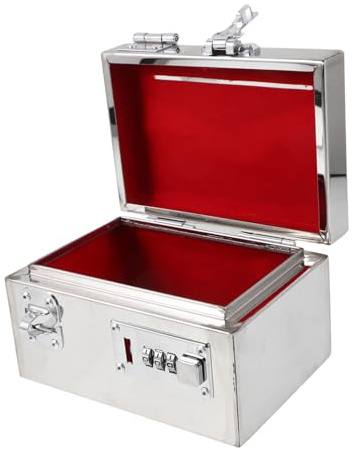Caja de Ahorro de Dinero de Acero Inoxidable Contraseña | Plata, Extracción y Guardado, Christmas y Comedor, para Chicas y Teens