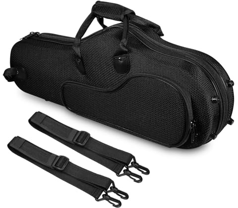 Altsaxophon Schwarz mit Abnehmbaren Gurten Tasche, Rucksack | Oxford Gewebe, Stoßsicherer Schutz, Verstellbare Schultergurte, Große Kapazität, für Studios und Konzerte