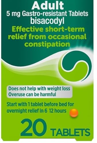 Fast-Acting Constipation Relief Tablets Laxative 5mg Gastro Resistant Tablets Tablets, 20 Count