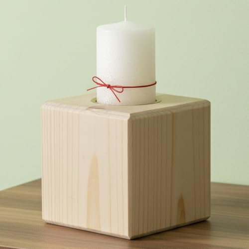 HolzFee Kerzenständer Kerzenhalter Teelichthalter Holz Würfelform 10x10x10cm