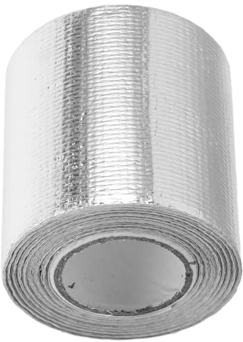 MUSISALY Nastro Isolante Termico Fibra di Alluminio 5M X 5Cm Resistente Alte Temperature Fascette in Acciaio Inox 6 Pezzi per Tubi Marmitte e Impianti Auto Industriali